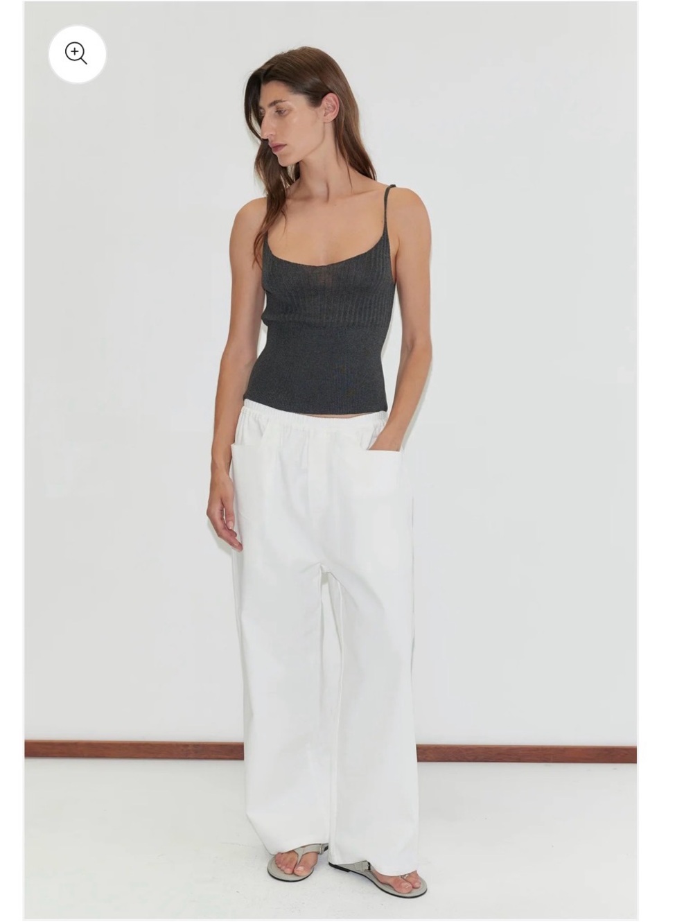 Square Pocket Straight-Leg Pants — White - Picture 2 of 9